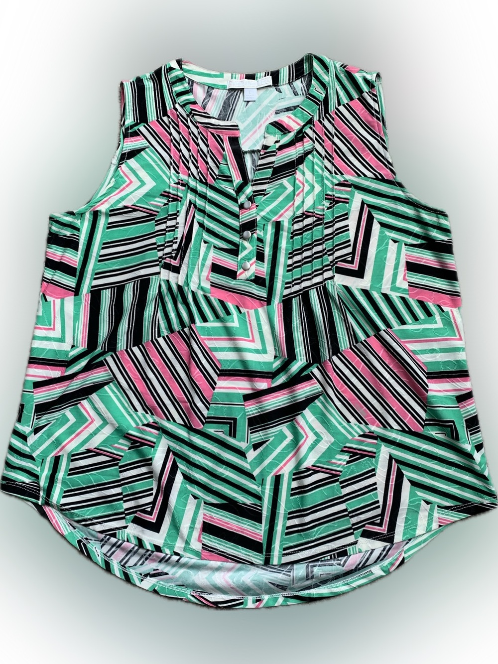 Geometric Print Sleeveless Camisole in Mint & Pink